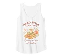 Mujer Tired Moms Book Club Pastel Tea Rose Reading Chaos Women Camiseta sin Mangas