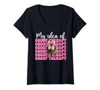 Mujer Tiro con arco niña mamá arquero arco y flecha idea de terapia de grupo Camiseta Cuello V