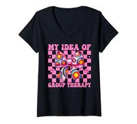 Mujer Tiro con arco niña mamá arquero arco y flecha idea de terapia de grupo Camiseta Cuello V