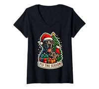 Mujer Tis The Season - Árbol de Navidad con diseño de Perro danés Camiseta Cuello V