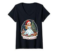 Mujer Tis The Season - Árbol de Navidad para niñas Camiseta Cuello V