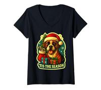 Mujer Tis The Season Bernese Mountain Dog Navidad Mamá Papá Dueño Camiseta Cuello V