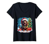 Mujer Tis The Season Boykin Spaniel Dog Feliz Navidad Camiseta Cuello V