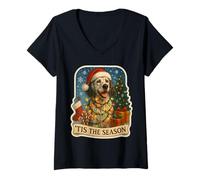 Mujer Tis The Season English Setter Dog, Feliz Navidad, mamá y papá Camiseta Cuello V