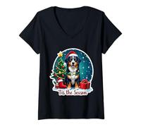 Mujer Tis The Season Gran Perro de montaña Suizo Feliz Navidad Navidad Camiseta Cuello V