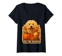 Mujer Tis The Season Komondor Dog Vintage Pumpkin Vintage Tis The Season Camiseta Cuello V