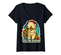 Mujer Tis The Season Old English Sheepdog Dog Feliz Navidad Navidad Camiseta Cuello V