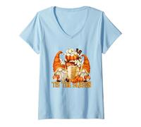 Mujer Tis The Season Pumpkin Spice Latte Mug Fall Coffee GNOME Camiseta Cuello V