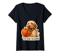 Mujer Tis The Season Spinone Italiano Dog Otoño-Otoño Calabaza Linda Camiseta Cuello V