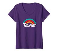 Mujer Tits Fuera con Rainbow Camiseta Cuello V