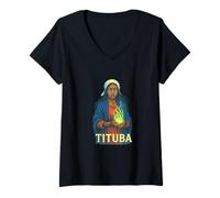 Mujer Tituba Salem, Leyenda Popular del Juicio de Brujas, diseño Espeluznante Camiseta Cuello V