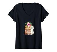 Mujer Títulos de Libros Bronte Sisters Camiseta Cuello V