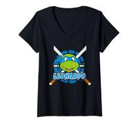 Mujer TMNT Adolescentes Mutantes Ninja Tortugas Leonardo 80s Pose Clásico Camiseta Cuello V