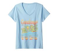 Mujer TMNT Cowabunga Surfing Turtles Retro 80's Cartoon Camiseta Cuello V