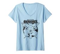 Mujer TMNT Raphael Cool Crude Ninja Plantilla Graffiti Pose Classic Camiseta Cuello V