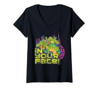 Mujer TMNT Teenage Mutant Ninja Turtles Cara tonta LOL NYC Vintage Camiseta Cuello V