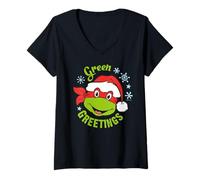 Mujer TMNT Teenage Mutant Ninja Turtles Christmas Greetings 80s Classic Camiseta Cuello V