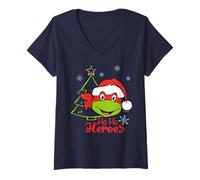 Mujer TMNT Teenage Mutant Ninja Turtles Christmas Tree Hero Classic 80s Camiseta Cuello V