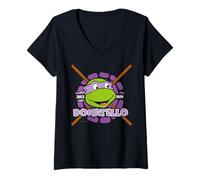 Mujer TMNT Teenage Mutant Ninja Turtles Donatello 80s Face Classic Camiseta Cuello V