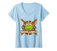 Mujer TMNT Teenage Mutant Ninja Turtles Michelangelo 84 Retro Face Camiseta Cuello V