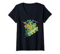 Mujer TMNT Teenage Mutant Ninja Turtles NYC City Hero Fun Vintage Camiseta Cuello V