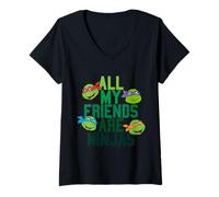 Mujer TMNT Todos mis Amigos Son Ninjas Camiseta Cuello V