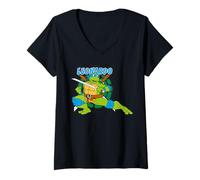 Mujer TMNT Tortugas Ninja Mutantes Adolescentes Leonardo Leo Lidera Clásico Camiseta Cuello V