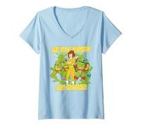 Mujer TMNT Turtle Power Best Friends Turtles Abril Retro Cartoon Camiseta Cuello V