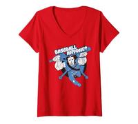 Mujer TMNT Turtle Power Casey Jones Baseball Ninja Pose clásico televisivo Camiseta Cuello V
