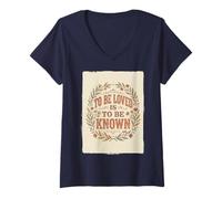 Mujer To Be Loved Is To Be Known Retro Vintage Love Cita 3 Camiseta Cuello V