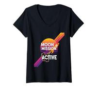 Mujer To The Moon Mission bitcoins sats hype futuras ganancias bitcoin Camiseta Cuello V