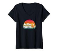 Mujer To The Moon Mission bitcoins sats hype futuras ganancias bitcoin Camiseta Cuello V