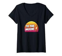 Mujer To The Moon Mission bitcoins sats hype futuras ganancias bitcoin Camiseta Cuello V
