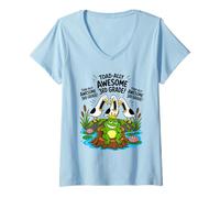 Mujer Toadally Awesome 2do Grado Divertido Gaviota Rana Maestro niños Camiseta Cuello V