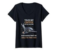 Mujer Toca mi café y te daré una bofetada Tan Fuerte, Amantes del café Dragon Camiseta Cuello V