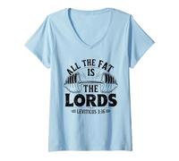 Mujer Toda la Grasa es el Divertido Entrenamiento Cristiano del Señor, Gimnasio y Fitness Camiseta Cuello V