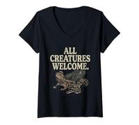 Mujer Todas Las Criaturas Dan La Bienvenida Al Texto Positivo Camiseta Cuello V