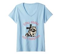 Mujer Todavía Feral Recién Perdonado Cristiano Nuevo Creyente Mapache Camiseta Cuello V