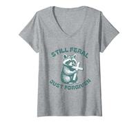 Mujer Todavía Feral Recién Perdonado Mapache Cristiano Fe Jesús Camiseta Cuello V