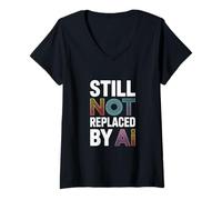 Mujer Todavía no es reemplazado por Trabajo de IA Camiseta Cuello V