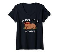 Mujer Today I Did Nothing Funny Lazy and Cool Capibara Camiseta Cuello V