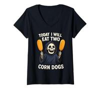 Mujer Today I Will Eat Two Corn Dogs Funny Meme Saying Joke Camiseta Cuello V