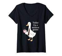Mujer Today I'm A Serious Goose Funny Goose Lovers Men Women Camiseta Cuello V