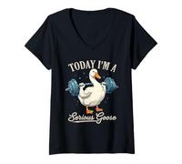 Mujer Today I'm A Serious Goose Funny Halterofilia Gimnasio Fitness Camiseta Cuello V