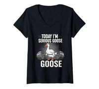 Mujer Today I'm a Serious Goose Funny Lifting Pesas Gimnasio Fitness Camiseta Cuello V