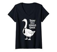 Mujer Today I'm a Serious Goose Funny Office Work Humor Camiseta Cuello V