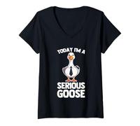 Mujer Today I'm A Serious Goose - Novedad sarcástica Divertida Camiseta Cuello V
