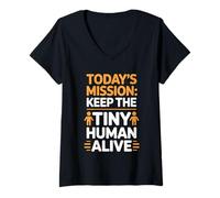 Mujer Today'S Mission Keep The Tiny Humans Alive Camiseta Cuello V