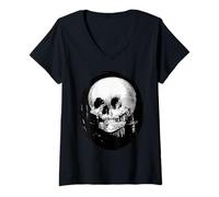 Mujer Todo es reflejo de cráneo de vanidad en espejo recortado Camiseta Cuello V