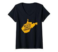 Mujer Todo es relativo en West Virginia Funny WV Mountain Love Camiseta Cuello V